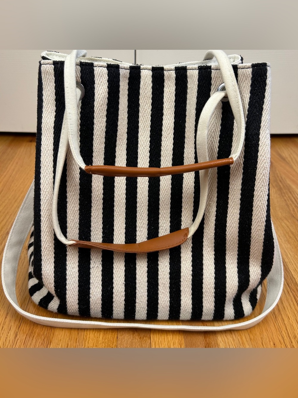 Bydenwely Canvas Striped Crossbody Tote Bag